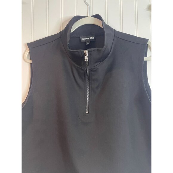 Kenneth Cole Black Sleeveless Zip Front Mock Neck Top XL Polyester Blend - Picture 3 of 11
